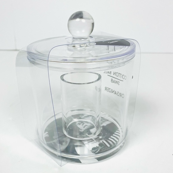 Elle Clear Acrylic Cotton Ball/Swab Organizer with Lid - Picture 4 of 7